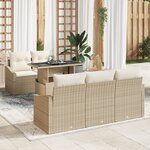 vidaXL Ensemble de Canapés de jardin 6 pièces avec coussins Beige Poly Rattan