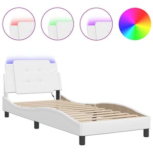 vidaXL Cadre de lit avec LED sans matelas Zadar blanc 90x200 cm