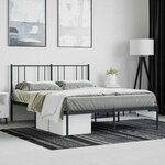 vidaXL Cadre de lit métal sans matelas et tête de lit noir 160x200 cm