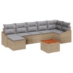 vidaXL Ensemble de canapé de jardin de 8 pièces avec coussins Beige Rotin synthétique Acacia