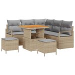 vidaXL Ensemble de canapé de jardin 8 Pièces Beige Poly rotin