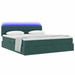 vidaXL Lit de rangement LED avec matelas Vert foncé 180 x 200 cm