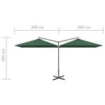 vidaXL Parasol de jardin double avec mât en acier Vert 600x300 cm