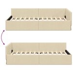 vidaXL Cadre de lit d'angle Crème 90 cm x 200 cm tissu