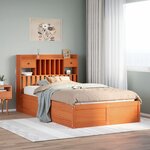 vidaXL Cadre de lit sans matelas cire marron 135x190cm bois pin massif