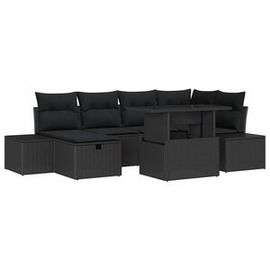 vidaXL Ensemble de canapé de jardin 7 Pièces Noir polyrotin