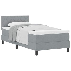 vidaXL Lit à ressorts avec tête de lit Gris clair 90 x 190 cm tissu