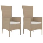vidaXL Ensemble à manger de jardin coussins 3 Pièces Beige poly rotin