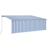 vidaXL Auvent manuel rétractable avec store 4x3 m Bleu et blanc