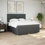vidaXL Sommier à lattes de lit avec matelas Gris foncé 180x200cm Tissu