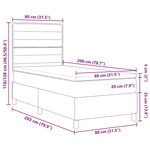 vidaXL Lit à ressorts avec matelas Gris clair 80 x 200 cm tissu