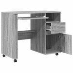vidaXL Bureau avec roues Gris Sonoma 91 x 50 x 77 cm Bois d'ingénierie