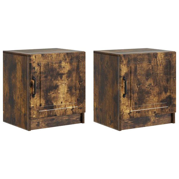 vidaXL Cabinet de chevet 2 Pièces Chêne fumé 43 x 34 5 x 47 cm