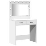 Ensemble de table de maquillage 2 pièces avec LED en bois d'ingénierie blanc