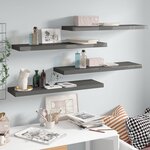 vidaXL Étagère murale flottante 4 Pièces Gris brillant 90x23 5x3 8 cm MDF