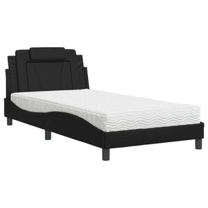vidaXL Lit avec matelas noir 100x200 cm similicuir
