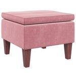 vidaXL Tabouret avec pieds en bois Rose Velours