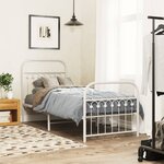 vidaXL Cadre de lit métal sans matelas avec pied de lit blanc 80x200cm