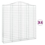 vidaXL Paniers à gabions arqués 4 Pièces 200x30x200/220 cm fer galvanisé