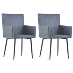 vidaXL Chaises à manger et accoudoirs lot de 2 gris similicuir daim
