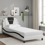 vidaXL Lit Viana avec matelas blanc et noir 80x200 cm similicuir