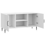 vidaXL Meuble TV Blanc brillant 102 x 34 5 x 50 cm Bois d'ingénierie