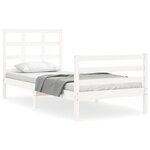 vidaXL Cadre de lit sans matelas blanc bois massif
