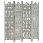 vidaXL Cloison de séparation 4 panneaux Gris 160x165 cm Bois manguier