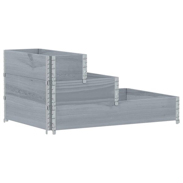 vidaXL Lit surélevé à 3 niveaux gris 120x80 cm bois de pin massif