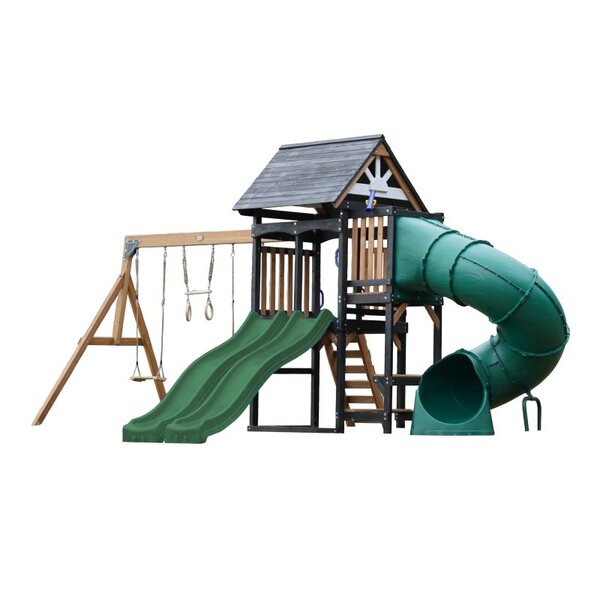 Aire de jeux - Toboggan vert et toboggan tubulaire - Cody