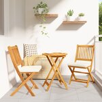Ensemble bistro de jardin 3 pièces en bois d'acacia massif