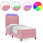 vidaXL Lit à Ressorts avec Matelas LED Rose 90 x 200 cm Velours