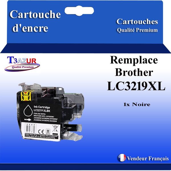 T3AZUR- Cartouche compatible avec Brother LC3217 / LC3219 XL Noire pour Brother MFC-J6535DW  MFC-J6535DW XL  MFC-J6730DW