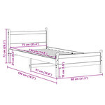 vidaXL Cadre de lit sans matelas blanc 75x190 cm bois de pin massif