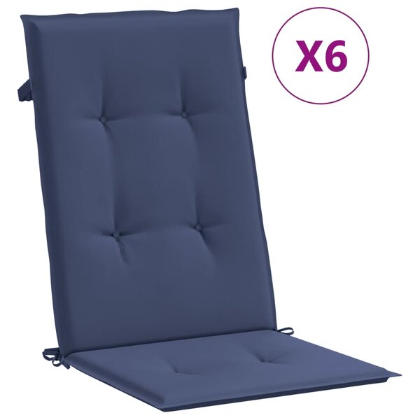 vidaXL Coussins de chaise à dossier haut lot de 6 bleu marine tissu