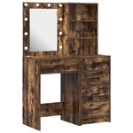 ensemble de coiffeuse de 2 pièces vidaXL avec LED en bois d'ingénierie chêne fumé