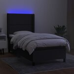 vidaXL Sommier à lattes de lit matelas LED Noir 90x200 cm Tissu
