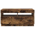 vidaXL Meuble TV avec lumières LED chêne fumé 80x35x40 cm