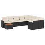 vidaXL Salon de jardin 10 Pièces avec coussins noir résine tressée