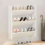 vidaXL Armoire à chaussures murale blanc 80x18x90 cm bois d'ingénierie