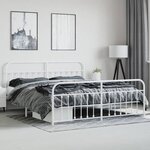 vidaXL Cadre de lit métal avec tête de lit/pied de lit blanc 193x203cm