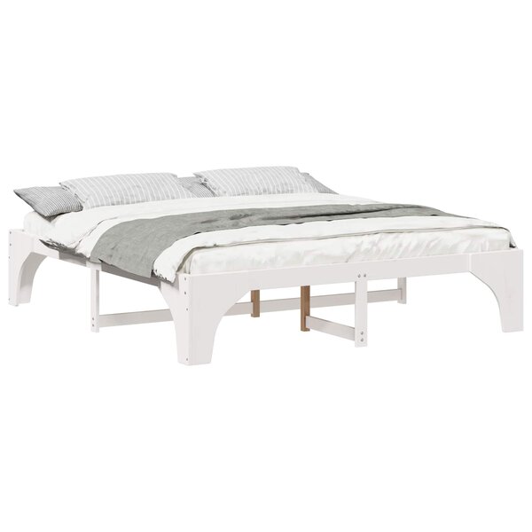 vidaXL Cadre de lit Blanc 200 x 200 cm Pin massif