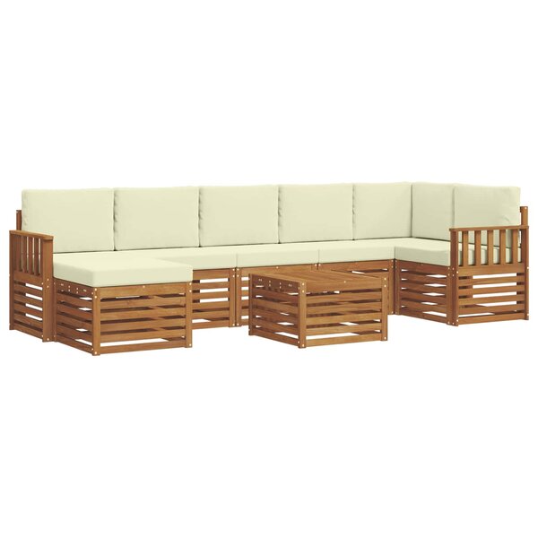 vidaXL Ensemble de canapés d'extérieur 8 pc Naturel et Crème