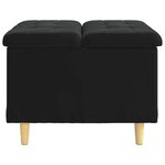 vidaXL Pouf de rangement avec coussin Noir 60 x 60 x 45 cm Velours