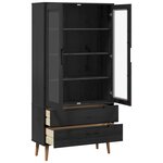 vidaXL Vitrine en Verre MOLDE 90 x 35 x 175 cm Bois de pin massif Noir