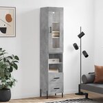 vidaXL Buffet haut Gris béton 34 5x34x180 cm Bois d'ingénierie