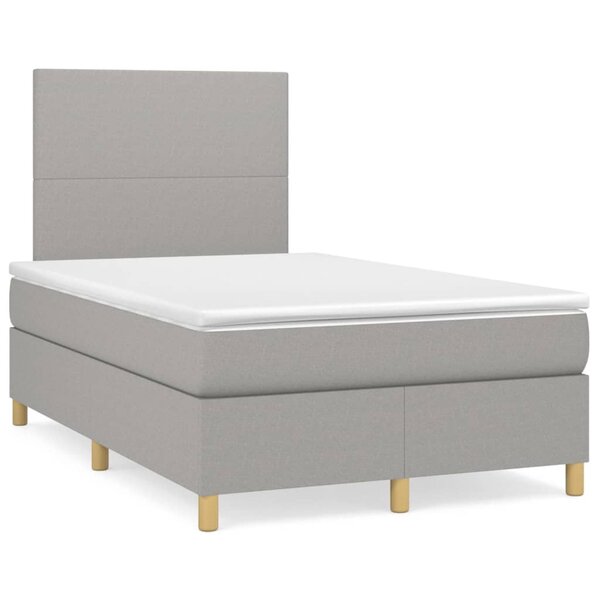 vidaXL Sommier à lattes de lit avec matelas Gris clair 120x200cm Tissu