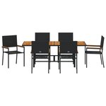 Ensemble de repas de jardin vidaXL 7 pièces en poly rattan noir