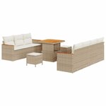 vidaXL Ensemble de canapé de jardin 10 Pièces Beige polyrotin