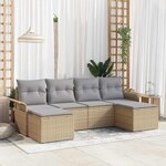 vidaXL Ensemble de canapé de jardin 6 Pièces Beige Poly rotin